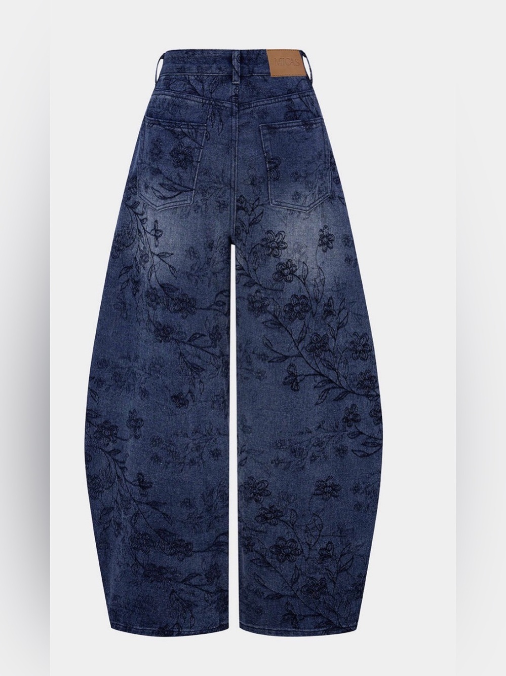 Floral-Print Denim Barrel Jeans - Picture 2 of 4